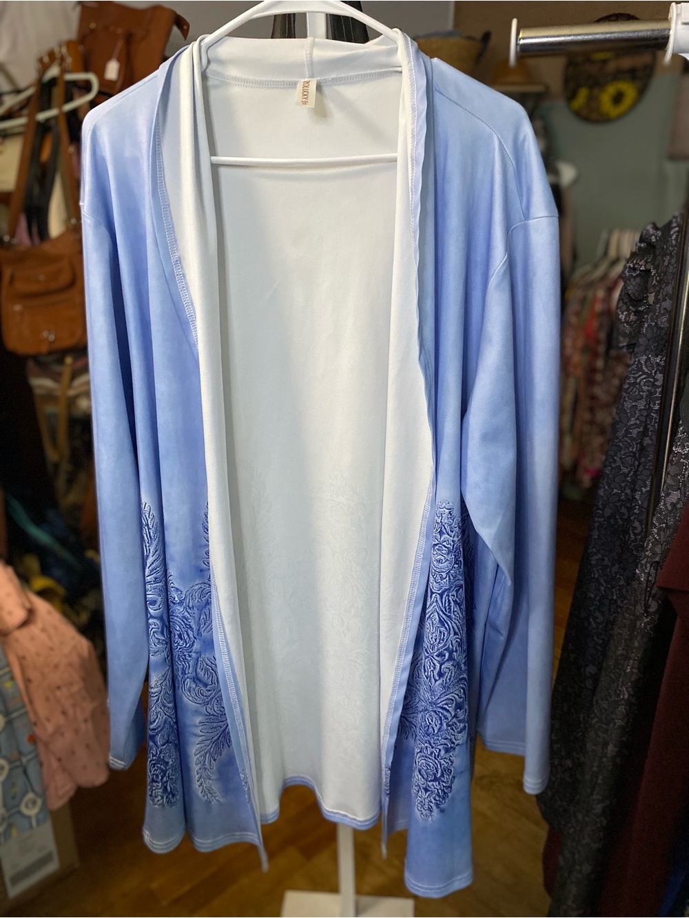 Sky Blue Open-Front Robe Cardigan kimono